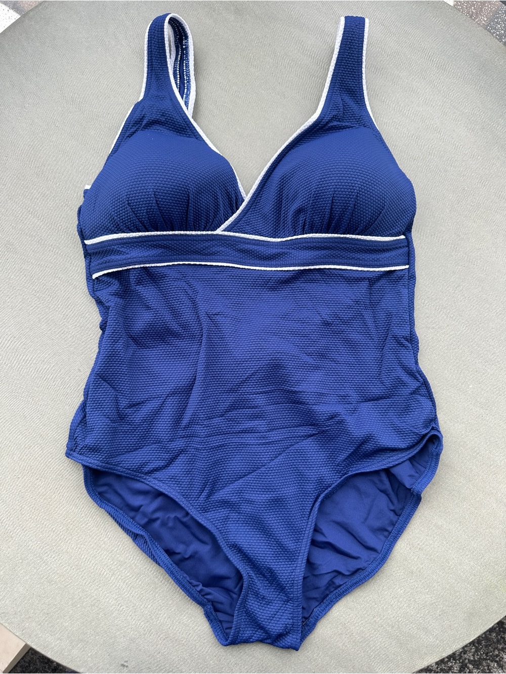 Calzedonia Cobey Navy One-Piece Swimsuit with White Trim Large